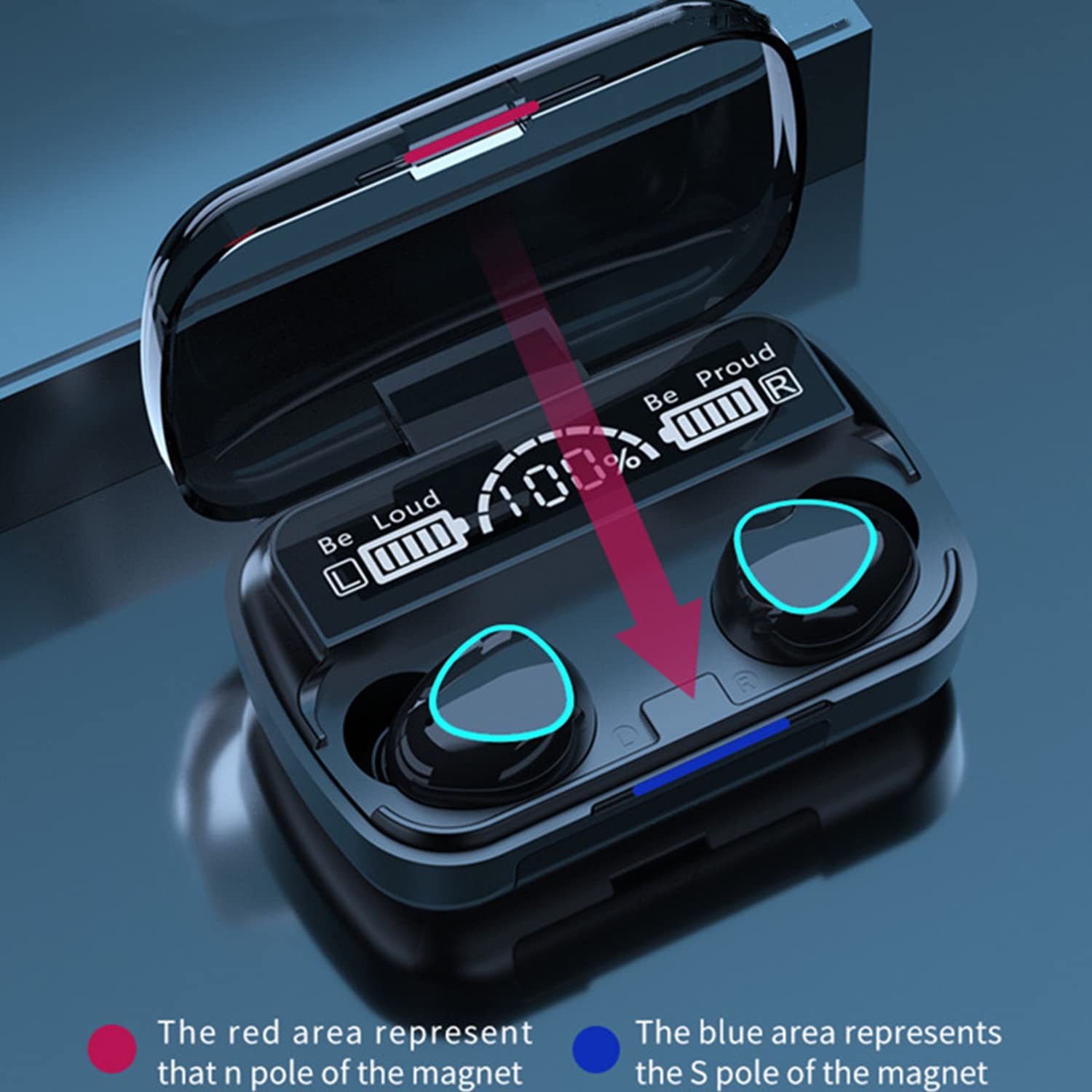 Jmamba Écouteurs sans Fil, Bluetooth, écouteurs sans Fil, 140 Heures de Lecture avec étui de Charge, écouteurs Intra-Auriculaires IPX7, étanche et antibruit