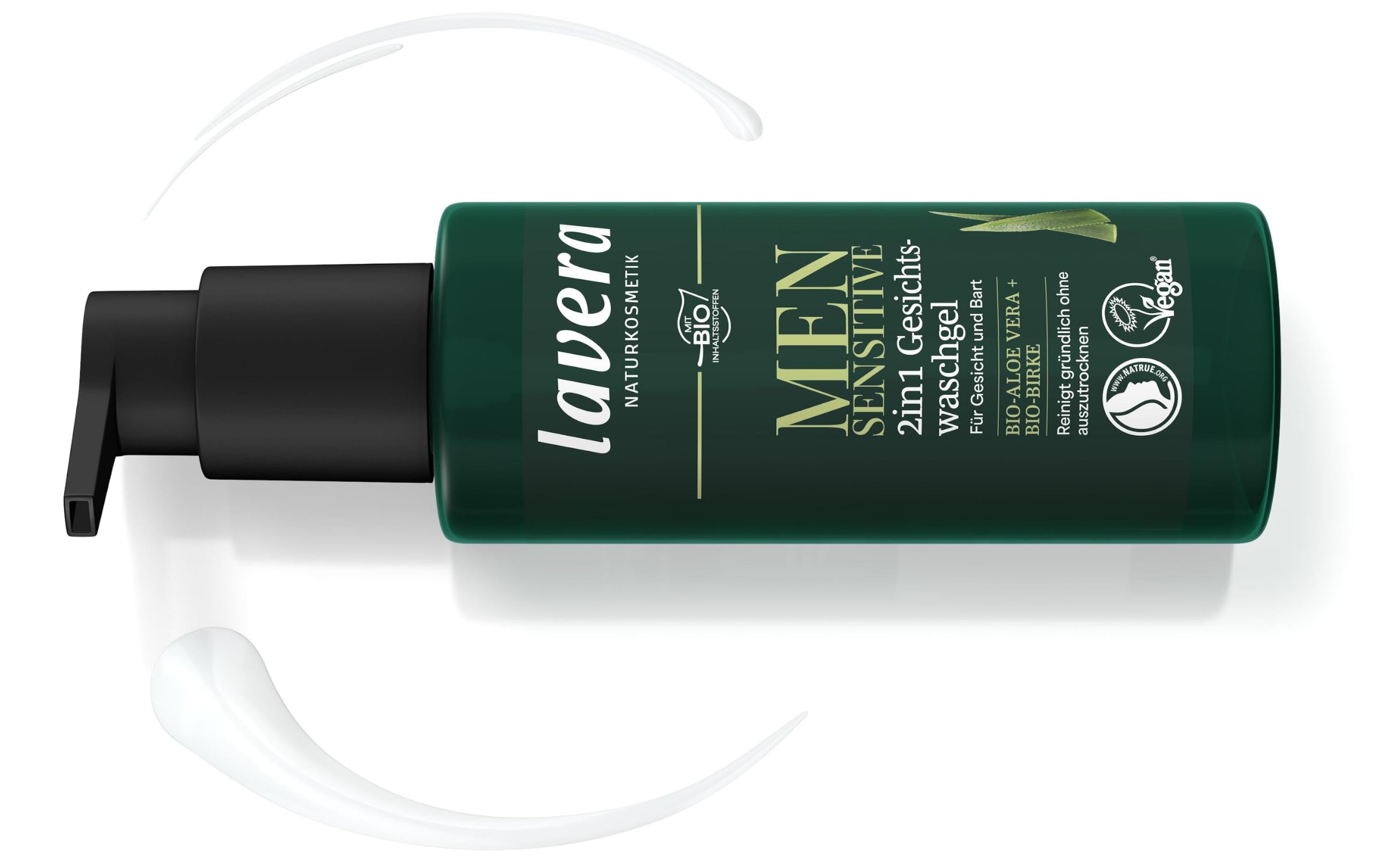 lavera Men sensitiv 2 w 1 żel do mycia twarzy – nawilżający – oczyszczanie bez wysuszania – do skóry wrażliwej – wegański – naturalny kosmetyk – 150 ml