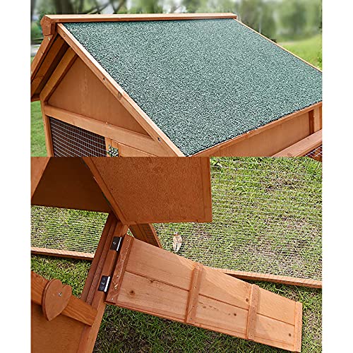 WUJI Hölzerner Hühnerstall Geflügel-Blockhaus, 2-stöckiger Erhöhter Hühnerstall für Haustiere, Hase Umzäunter Garten… – Bild 7