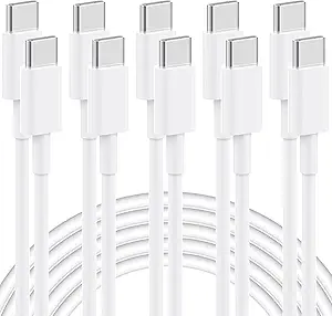 USB C to USB C Cable, 5-Pack 6FT, 60W Fast Charging Power Delivery for iPhone 15/15 Pro/15 Plus/15 Pro Max, iPad Mini 6/Pro 2021, MacBook Pro 2020, Samsung Galaxy S23, Switch