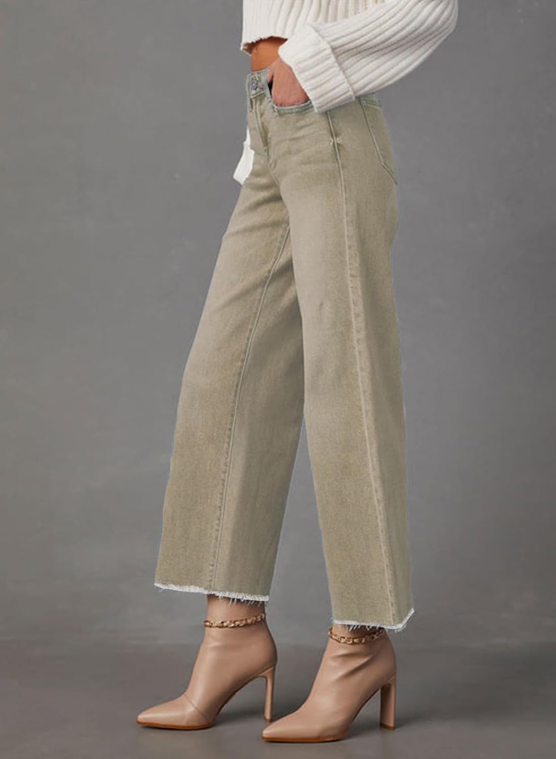 Wide Leg Jeans for Women High Waisted Stretchy Cropped Denime Pants Straight Leg Flare Baggy Jeans - Image 3