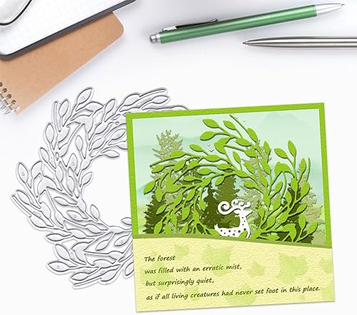 Vista 5 de Hying Troqueles de corona de Navidad para hacer tarjetas, hojas de fondo de corona de corte, troqueles para álbumes de recortes, papel