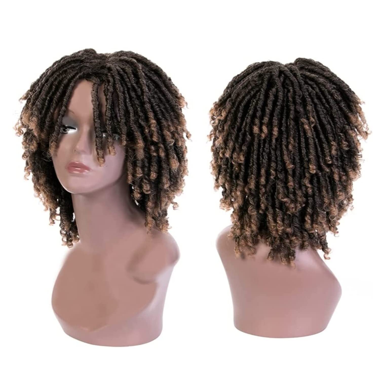 Perücke Lockige Perücken Für Schwarze Frauen, Afro Kinky Curly Perücke Mit Pony Kinky Curly Afro Perücke Mit Pony Haarextension(A)