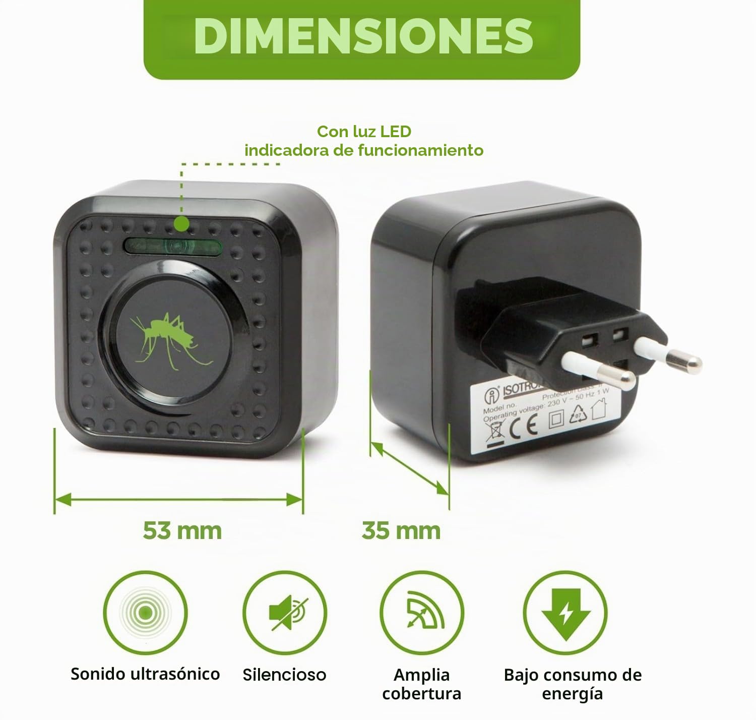 ISOTRONIC – Repelente ultrasónico de Mosquitos enchufable para el hogar, Dormitorio y habitación Infantil – Repelente de Mosquitos con un Alcance Efectivo de 30 m² (3 Unidades)