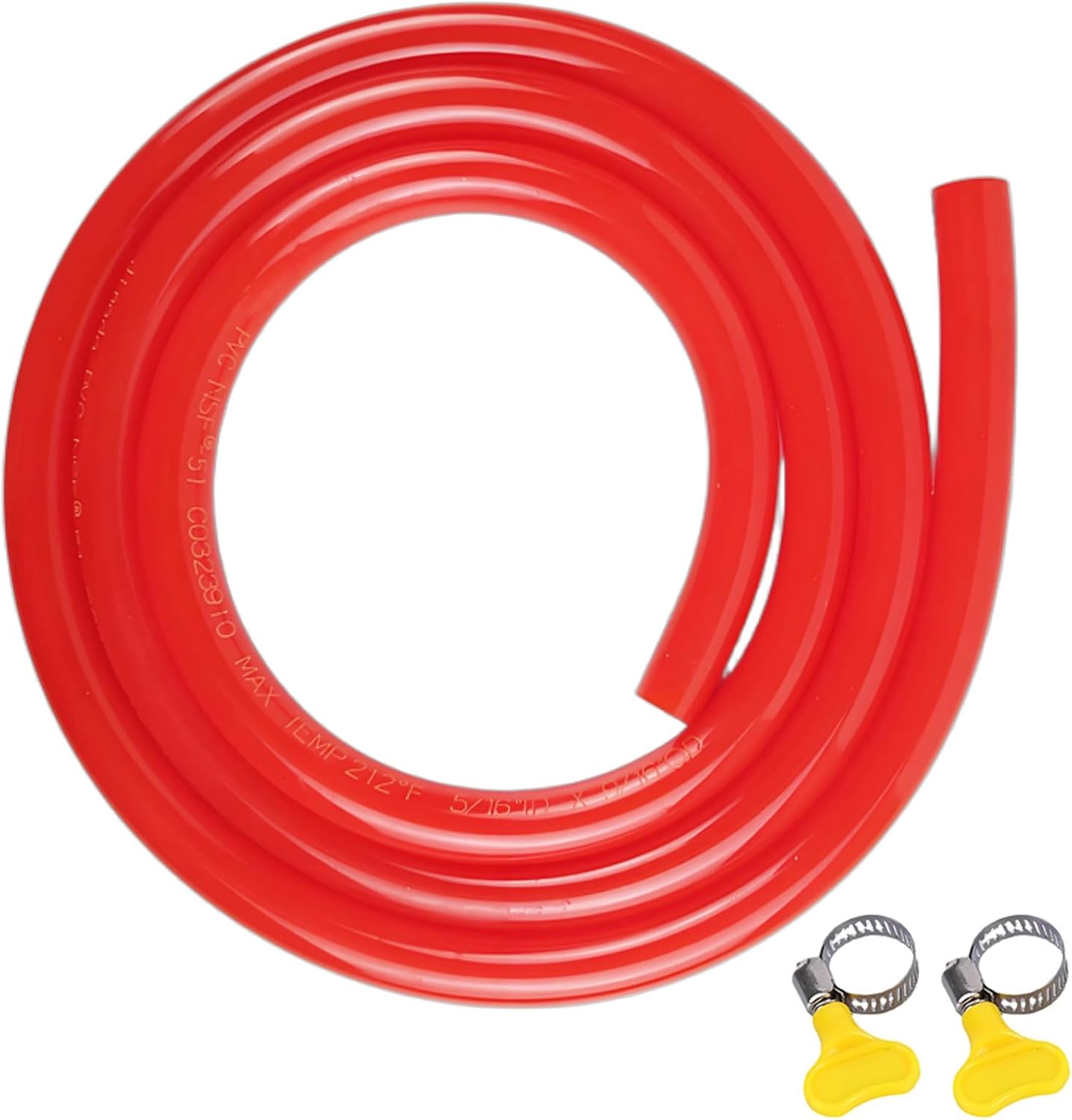 Clear PVC Beer Line Tubing, 3/16" ID x 7/16" OD, Food Grade Kegerator Hose with 2 Hose Clamps, Flexible Draft Beer Line for Homebrew, Bar, Kegerator, Beverage Dispensing Systems