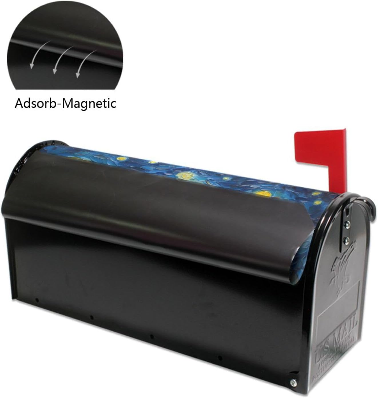 Painting of A City Starry Night Magnetic Mailbox Cover Easter Bunny Eggs MailWraps Garden Yard Home Decor for Outside Oversized-25.5" x20.8"