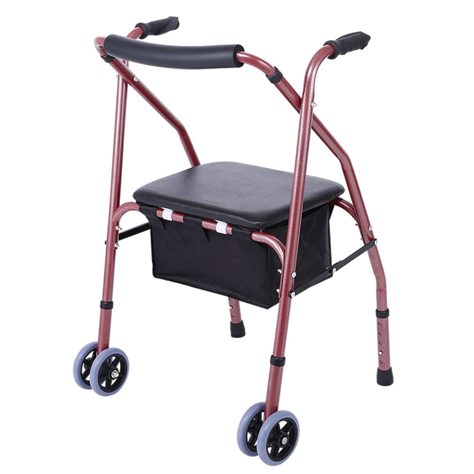 Chodziki Dla Seniorów Składany Chodzik Na Kółkach Rama Do Chodzenia Regulowana Wysokość Chodzik Z Siedziskiem I Torbą Bezpieczne Mobilne Wspomagane Chodziki,B,doublewheel