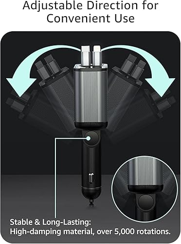 Miniatura 3 de Cargador de coche retráctil USB C, cargador de coche tipo C de 107 W de carga rápida con cable retráctil dual y puertos USB para iPhone 17/16/15,