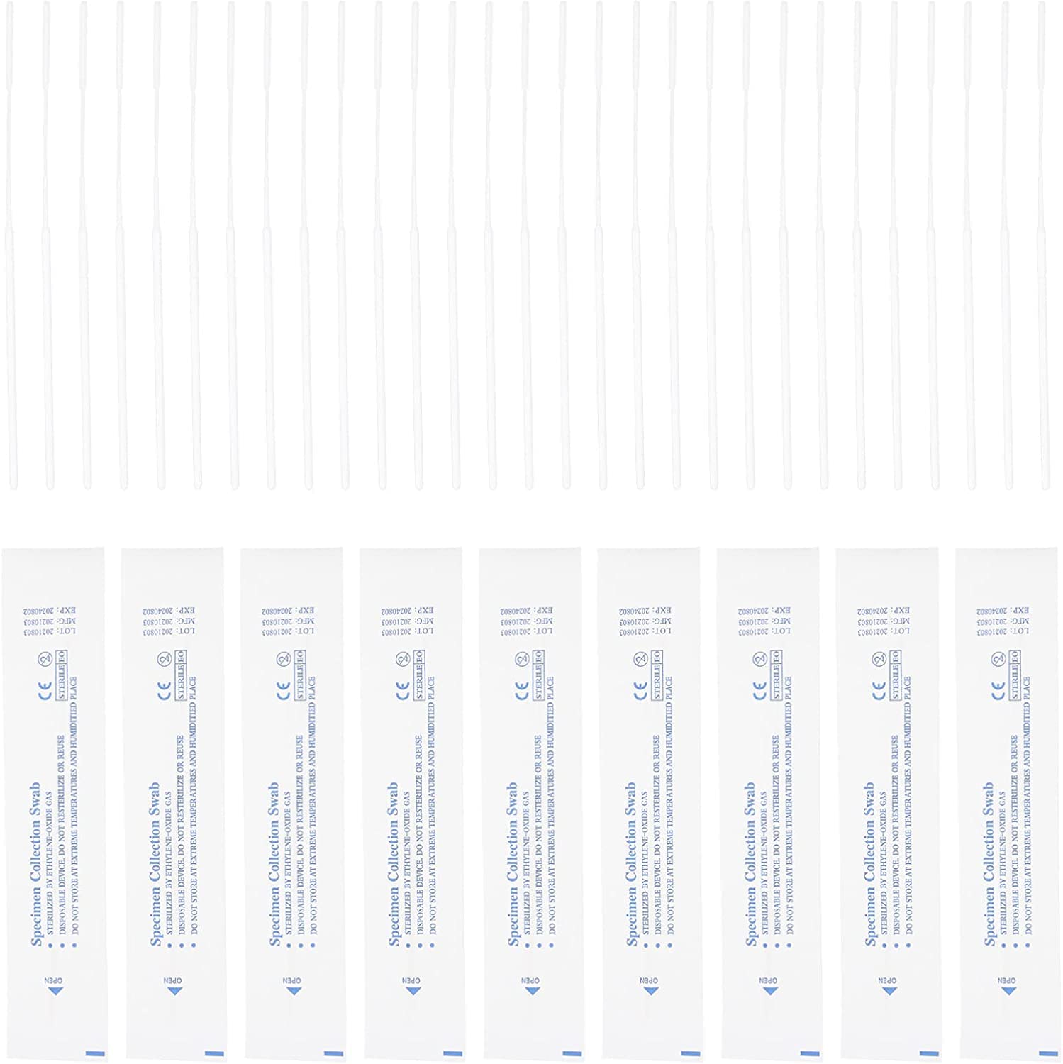 Specimen Collection swab, tamponi per strisciare, 100 pezzi monouso nasofaringeo campione floccato nylon floccato punta di flusso floccato tamponi di cotone collezione tamponi