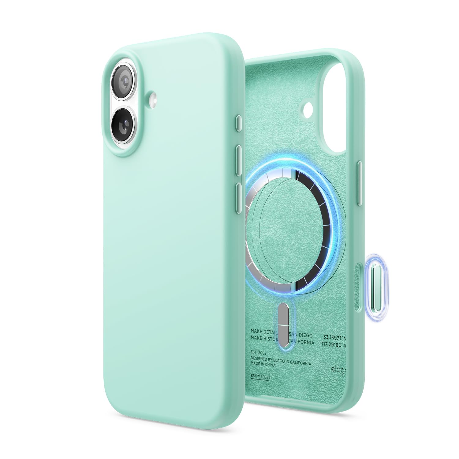 elago Cover Magnetica in Silicone Liquido per iPhone 17 (6,3") – Compatibile con MagSafe, Antiurto, Sottile, Finitura Soft-Touch (Azzurro Acqua)