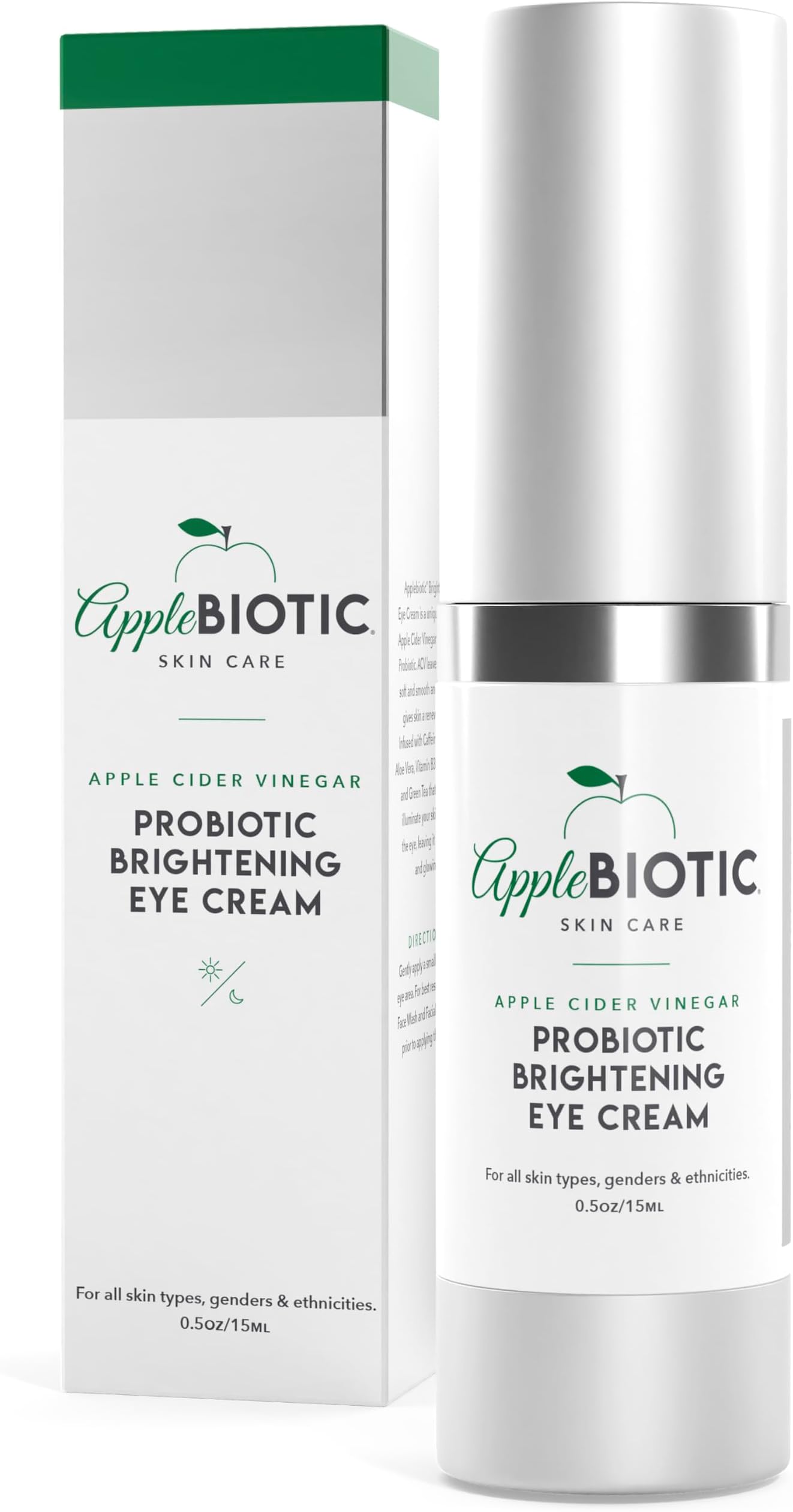 Apple Cider Vinegar Eye Cream with Vitamin B3, Caffeine, Cucumber Extract to Reduce Puffiness, Eye Bags and Dark Circles, Cream For All Skin Types, (0.5 oz) Packaging May Vary