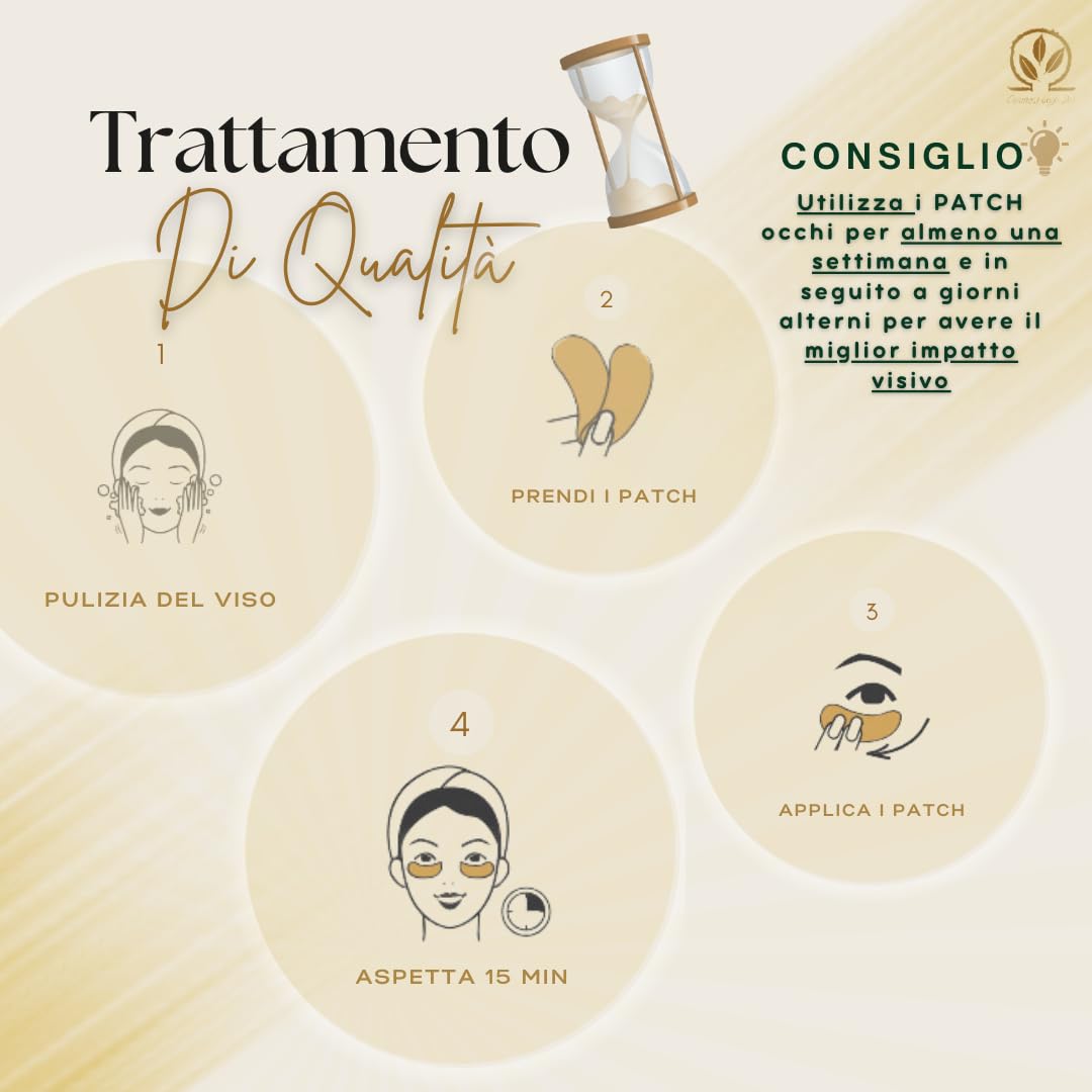 Patch Occhi Bio con Carragenina, Acido Ialuronico e Vitamina B3 | Patch Occhiaie e Borse, Antirughe, Idratante e Illuminante | Eye Patch Contorno Occhi | Made in Italy Cosmesi degli Dei (Patch da 2)