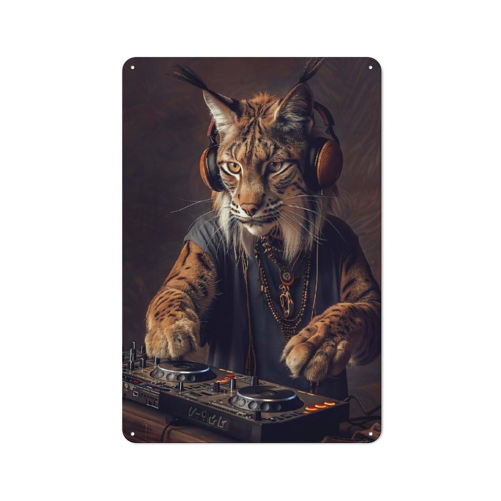 Junmoney Lynx Dj Vintage Metal Plaque 30X20cm For Guest Room Or Hallway, A Decorative Christmas Gift For Guest Room Decorators