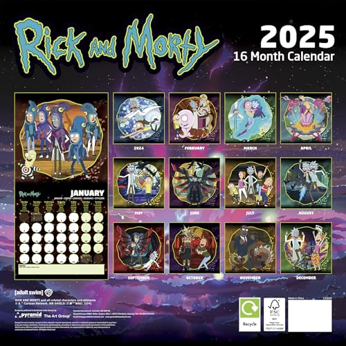 Pyramid International 16 Months Rick and Morty 2025 30x30 Square Calendar 150gsm, Colour, 30W x 60H cm - Image 2