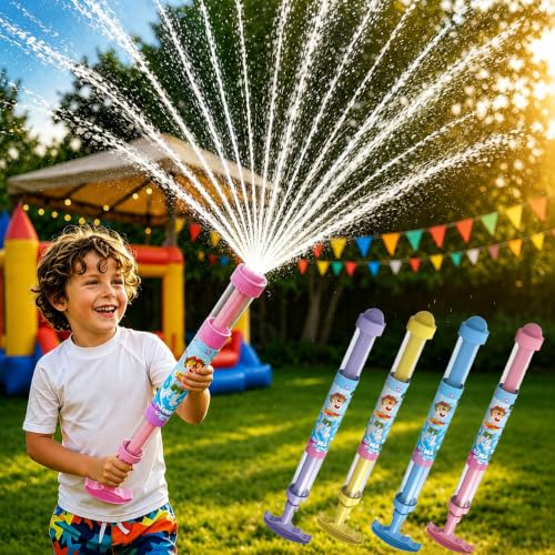 Glowing Rainbow LED Water Blaster - Fireworks Water Spray Gun with Lights,Firework Water Spray Toy,Summer Fun that Like Magic,Pull Push Firework Waters Blaster Toys for Outdoor Summer Waters Games