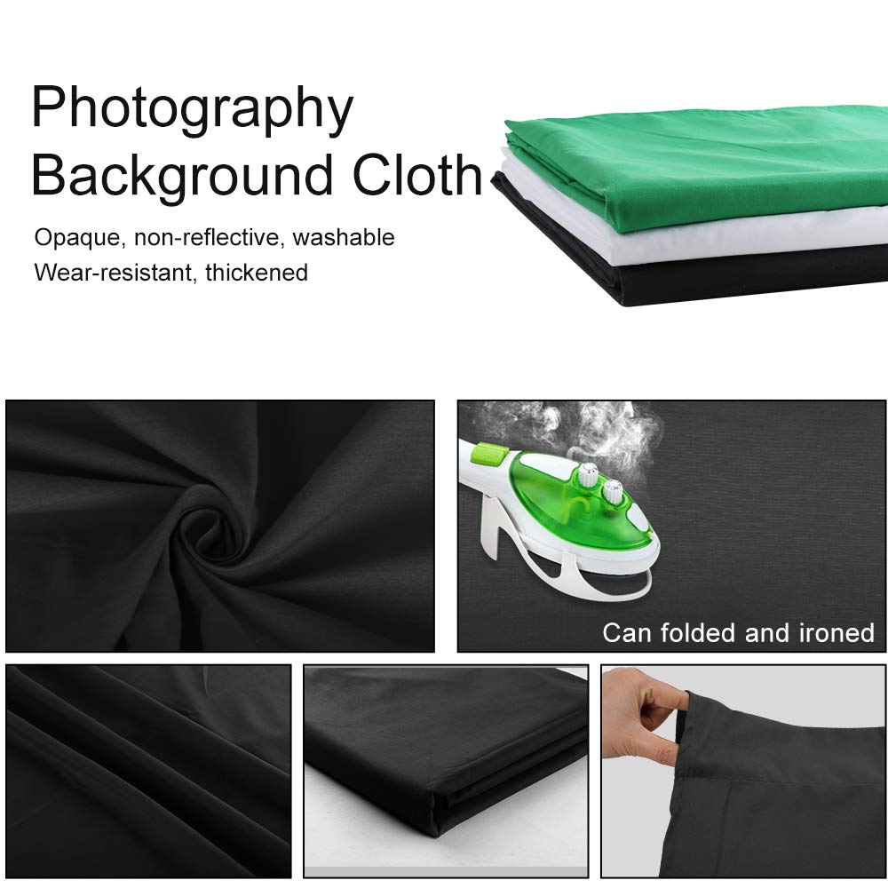 Sfondo fotografico pieghevole in pura mussola nera, 3 x 3,6 m, per studio fotografico e video (nero, 3 x 3,9 m)