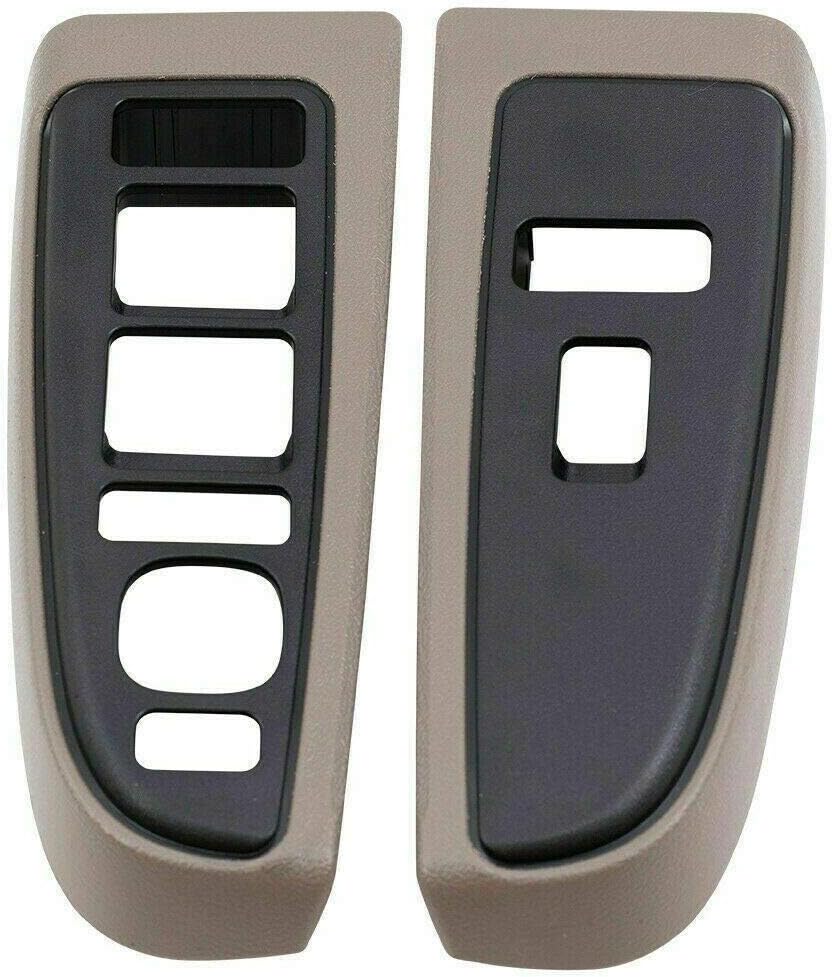 Parts N Go 2003-2007 Silverado Sierra Door Window Switch Bezel Tan Panel Trim Pair Right & Left Side - 89045119, 89045127