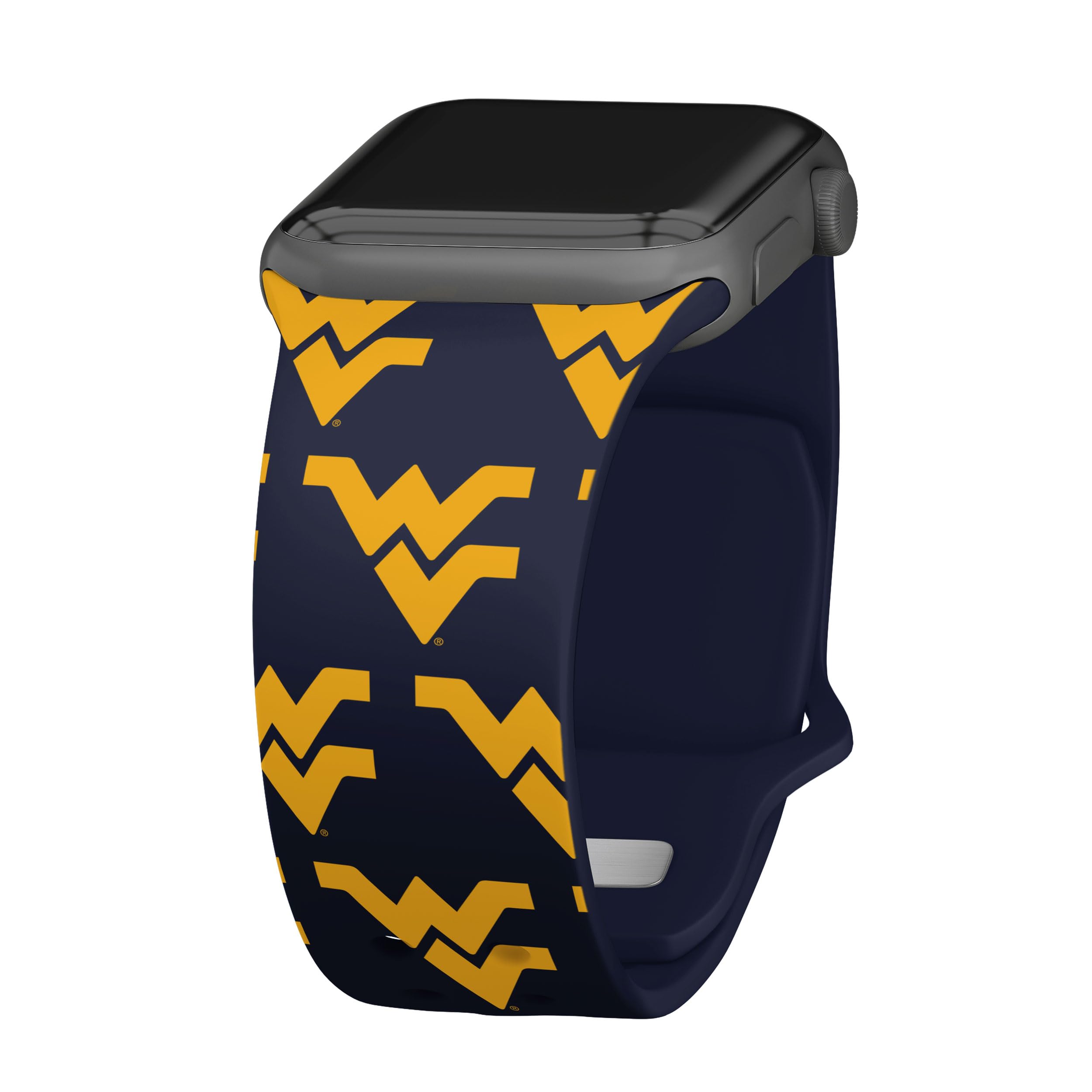 Affinity Bands West Virginia Mountaineers HD Watch Band Compatible with Apple Watch (42/44/45mm Short Repeating)