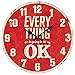 Produktbild BHP Vintage Wand Uhr Küchen Everything OK Deko Design Aufdruck Analog Zeit Zeiger Anzeige rot 991433