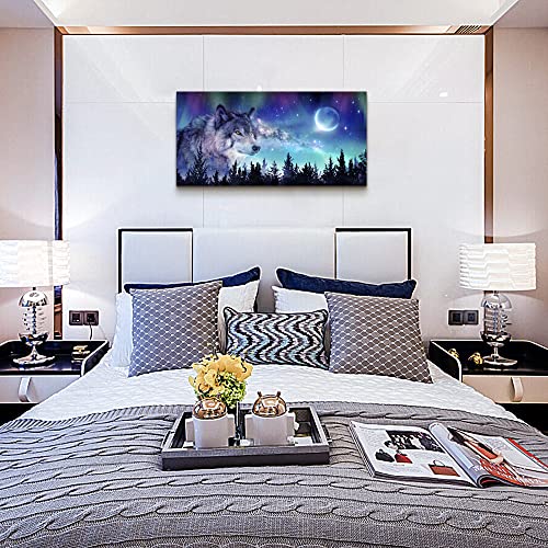 Canvas Wall Art For Living Room Large Wall Decor Paintings For Bedroom Modern Family Wall Decorations For Office Abstract Aurora Scenery Canvas Art Wolf Decor Pictures Artwork Posters Home Decoration #TOP5