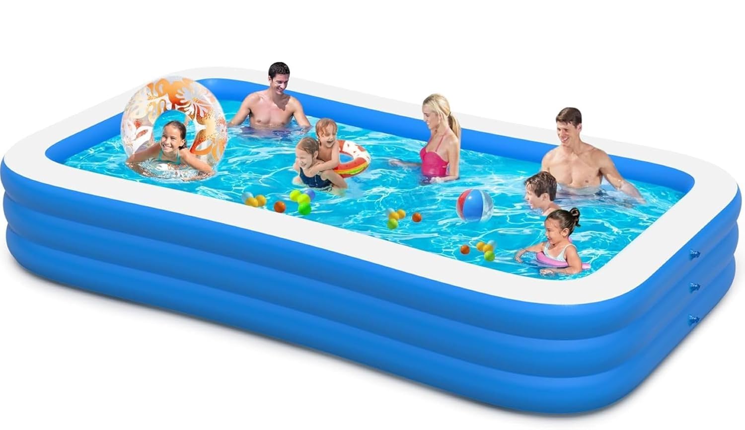 Extra Large Inflatable Swimming Pool with Pump for Adults, 130" X 72" X 22" Oversized Thickened Blow Up Pool Family Swimming Pools for Backyard, Outdoor, Garden, Summer Water Party-image-28
