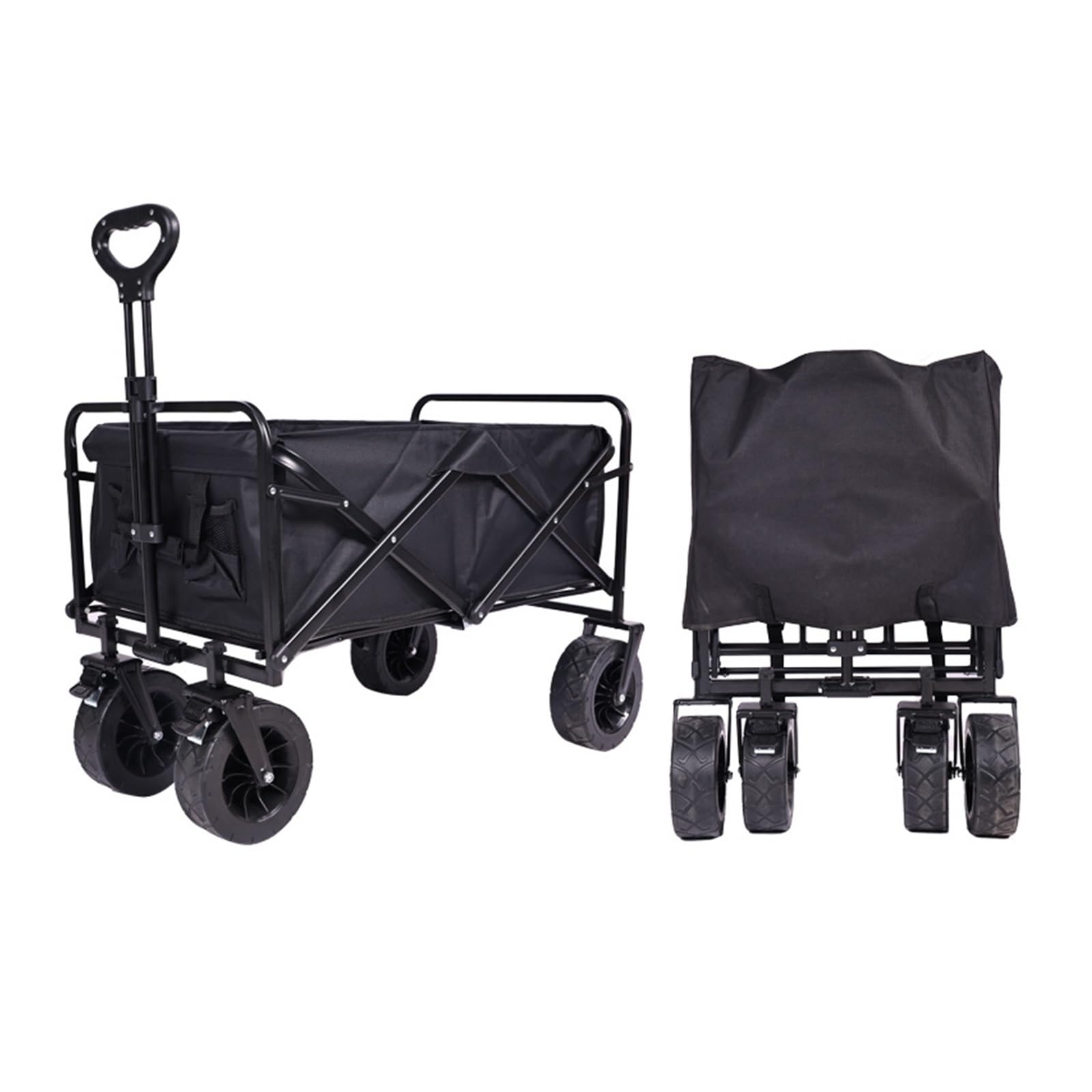 Wagons Carts Foldable, Folding Beach Wagon Collapsible Cart for Outdoor Camping Garden,Collapsible Wagon(Black)