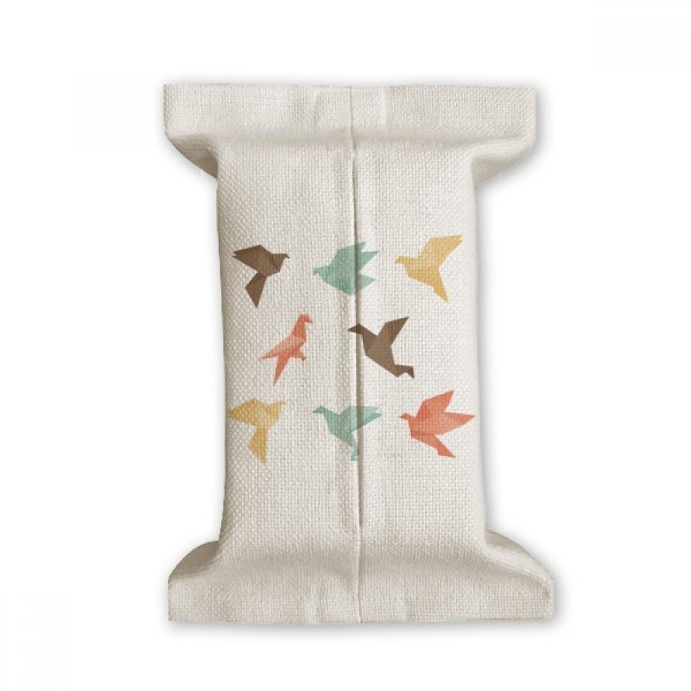 Oiseau abstrait coloré origami en tissu lin coton porte conteneur 17x27cm