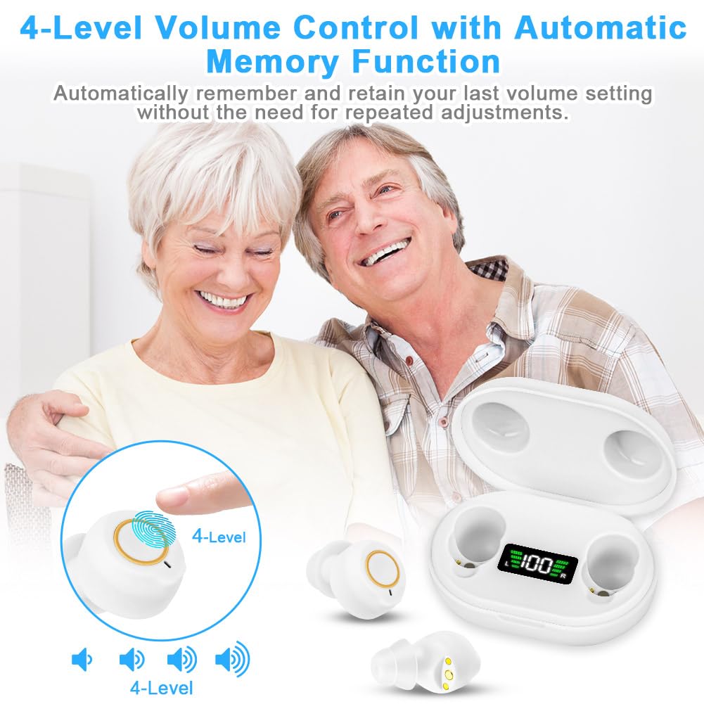 Aolso Amplificateur De Son Rechargeable, 1 Paire style conduit auditif Amplificateur de son personnel intelligent, Avec Portable Boîtier De Chargement(blanche)
