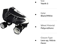 Vista 9 de VNLA Junior Tuxedo Jam Skates - Indoor Unisex Roller Skates for Tricks, Jam and Speed Skating