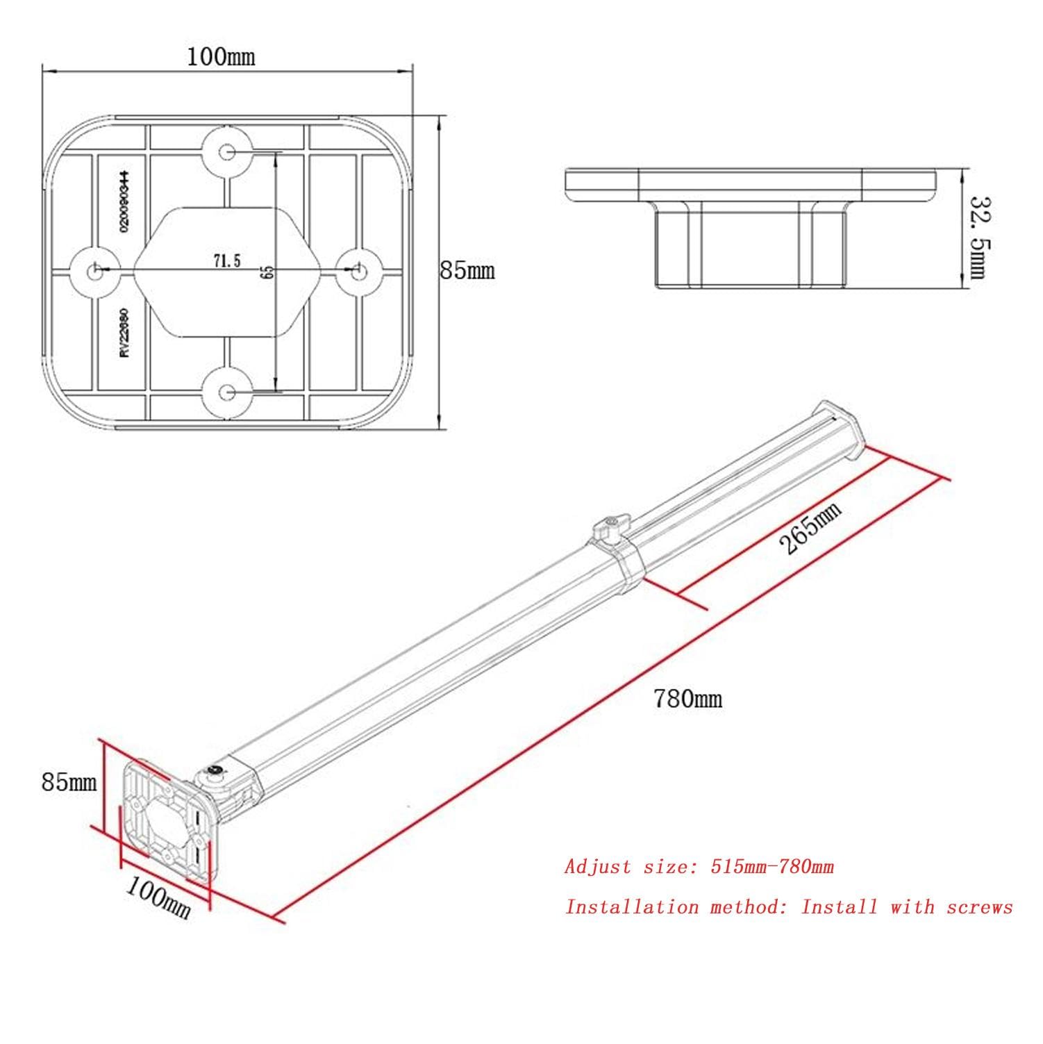 teleskopisch RV-Klapptischbein mit Gleitschiene für Wohnmobile, Wohnwagen, , Reisen, Tragbar Verstellbare Tischhalterung aus Verdickter Aluminiumlegierung, Tischbeine+50cm Dia (ohne Tabelle),Silver