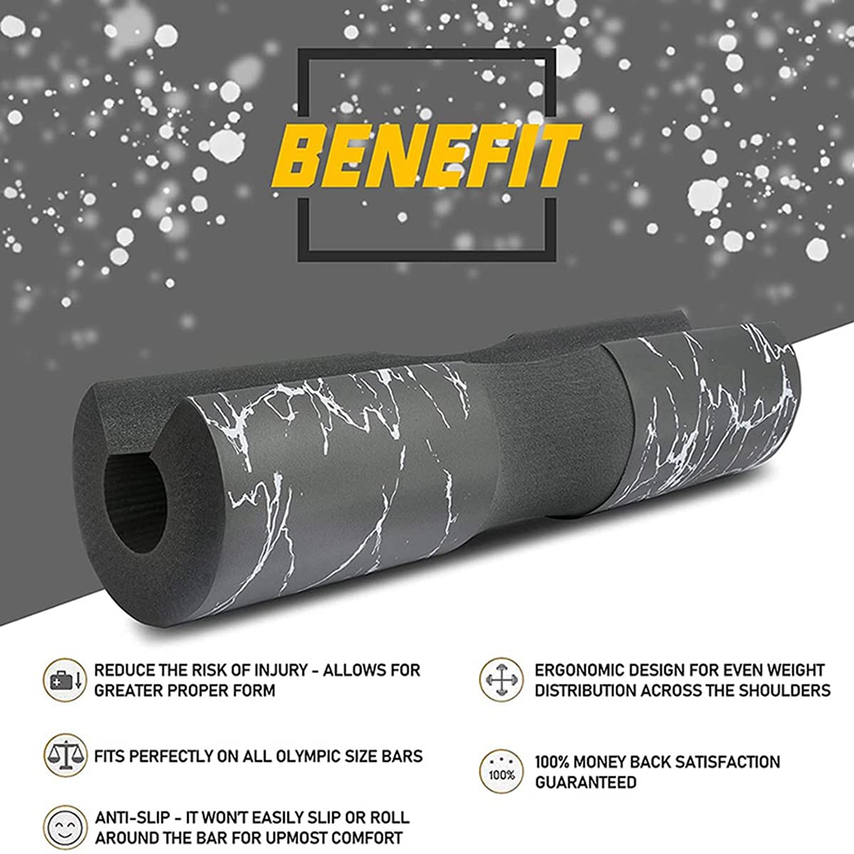 Barbell Squat Pad - Neck & Shoulder Protective Pad - Great for Squats, Lunges, Hip Thrusts, Weight Lifting & More