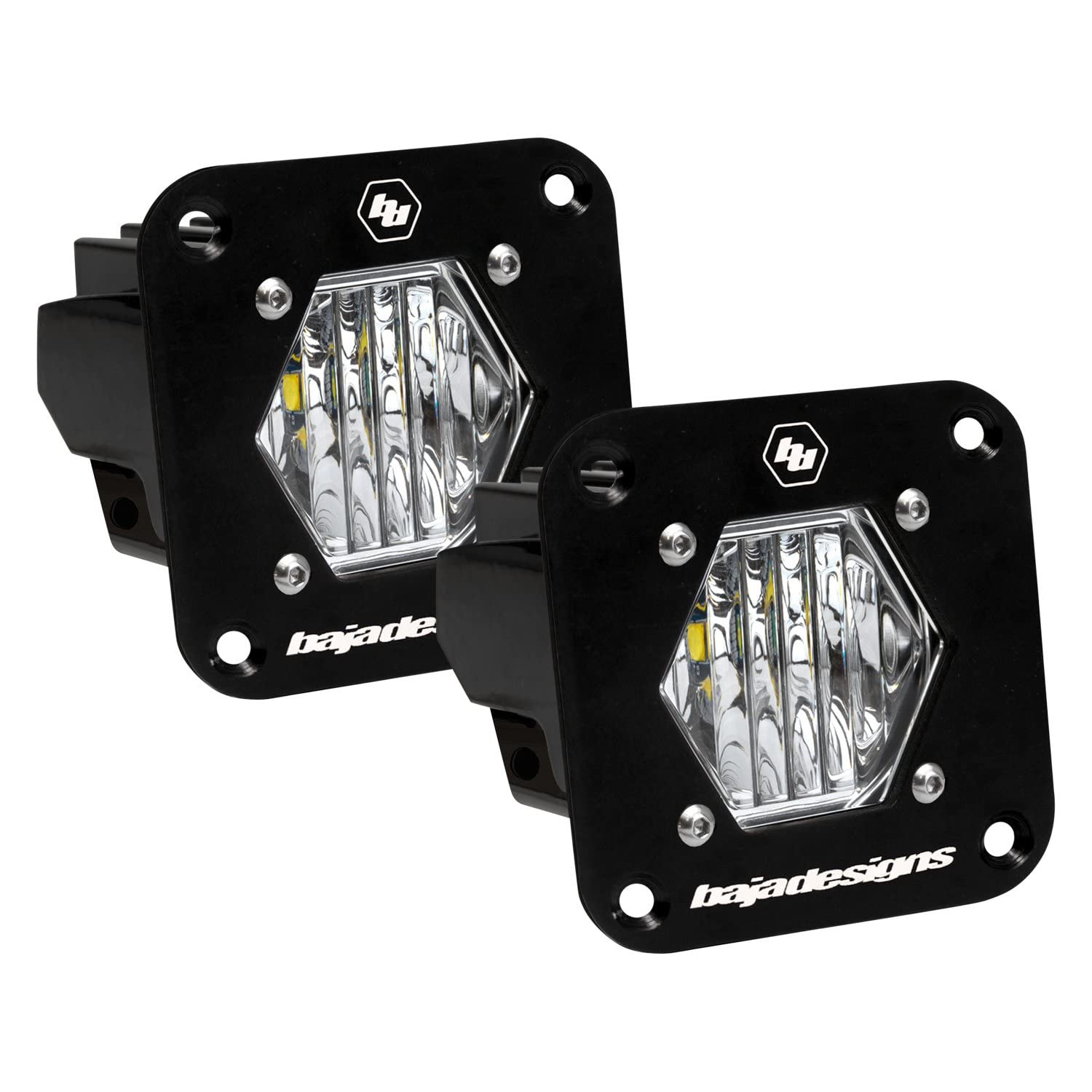 Baja Designs S1 Black Flush Mount LED Light Pod Reverse Kit (Clear) (Wide Cornering Beam - Clear)