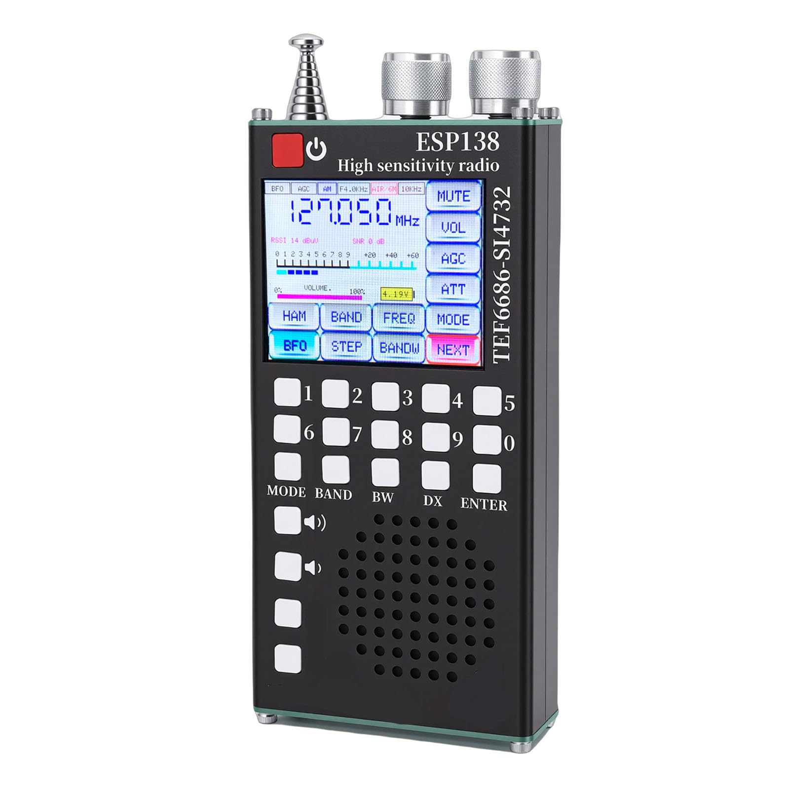 Vollbandradio, FM LW MW SW Air SSB-Band DSP-Rauschunterdrückung Bluetooth 5.0 Dual-Modus, mit 2,4-Zoll-IPS-Touchscreen und Ziffernblock, für Amateurfunk-Enthusiasten