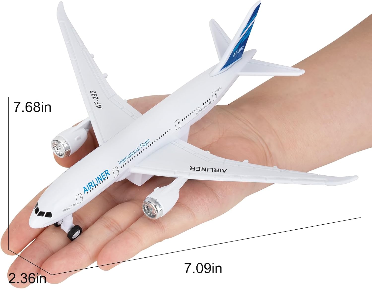 Airplane Toy Model, Die-cast Alloy Pull Back Airplane Model for Kids Adults, Aircraft Display & Collection, Gift Blue-White