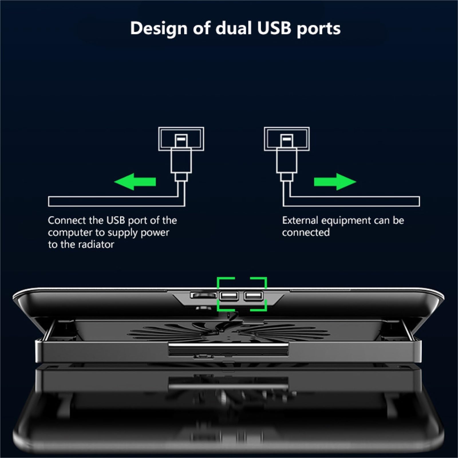Podstawka Chłodząca Stabilny Podkładka Chłodząca Pod Laptopa Do Gier Z Regulacją Wysokości I Dwoma Portami USB Cichy Biurko(Black)