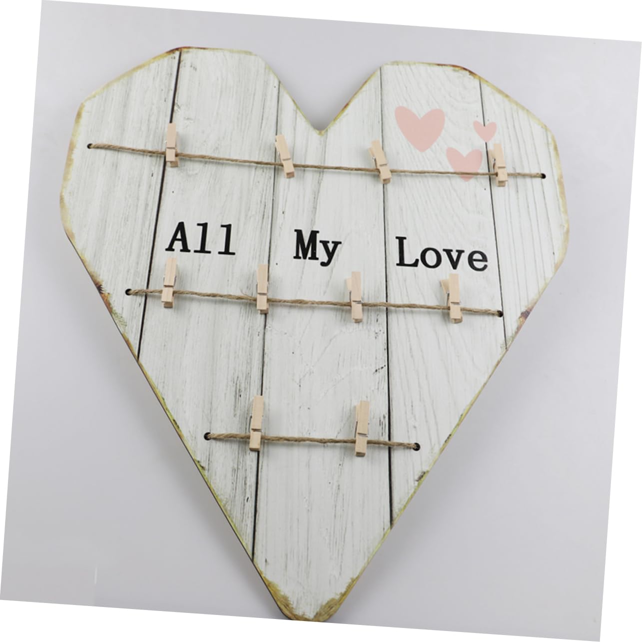 ifundom Portafoto da Parete in Legno a Cuore, Decorazione Rustica Clip, per Matrimoni e Compleanni, Stile Fattoria per Soggiorno