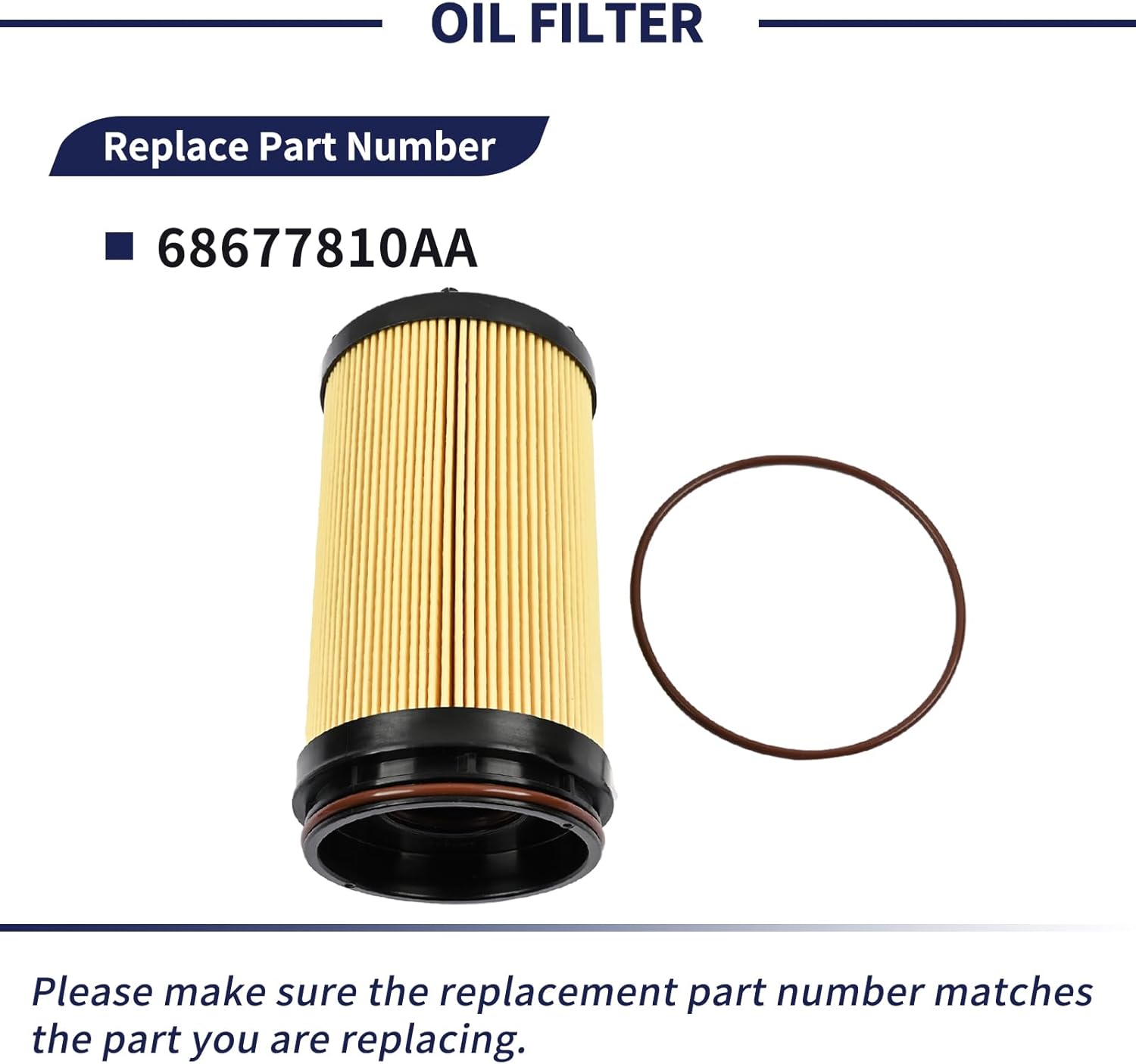 68677810AA Oil Filter Fit for Ram 2500/3500 Truck 2025 2026 6.7L L6 Cummins Diesel Turbo Engine