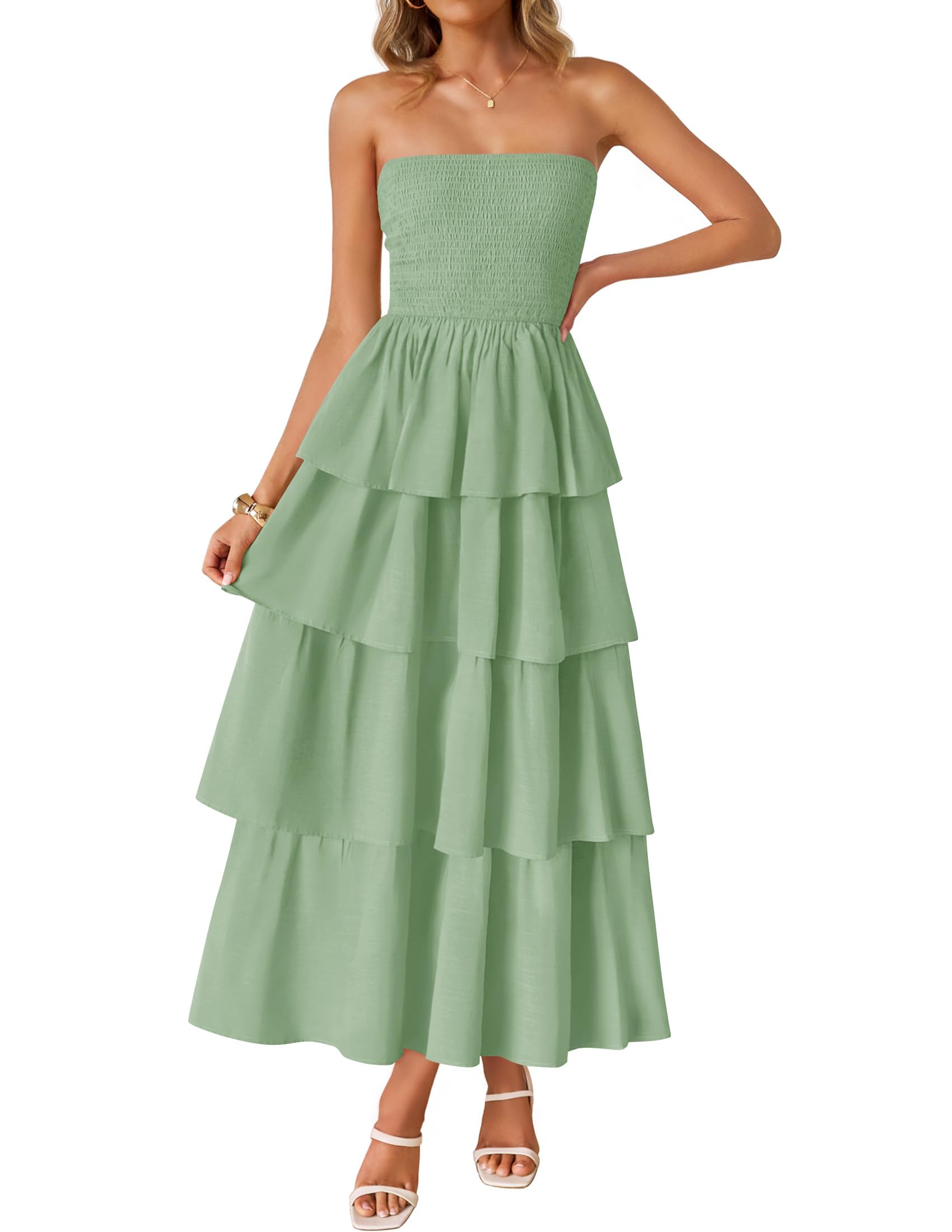 ZESICA Boho Strapless Maxi Dress