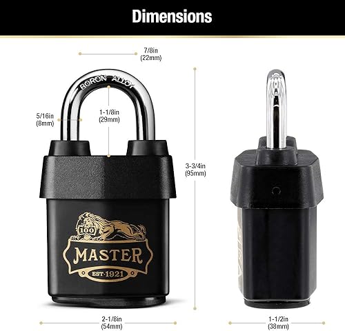 Miniatura 6 de Master Lock 1921D Candado con llave, 2-18 pulgadas de ancho, negro