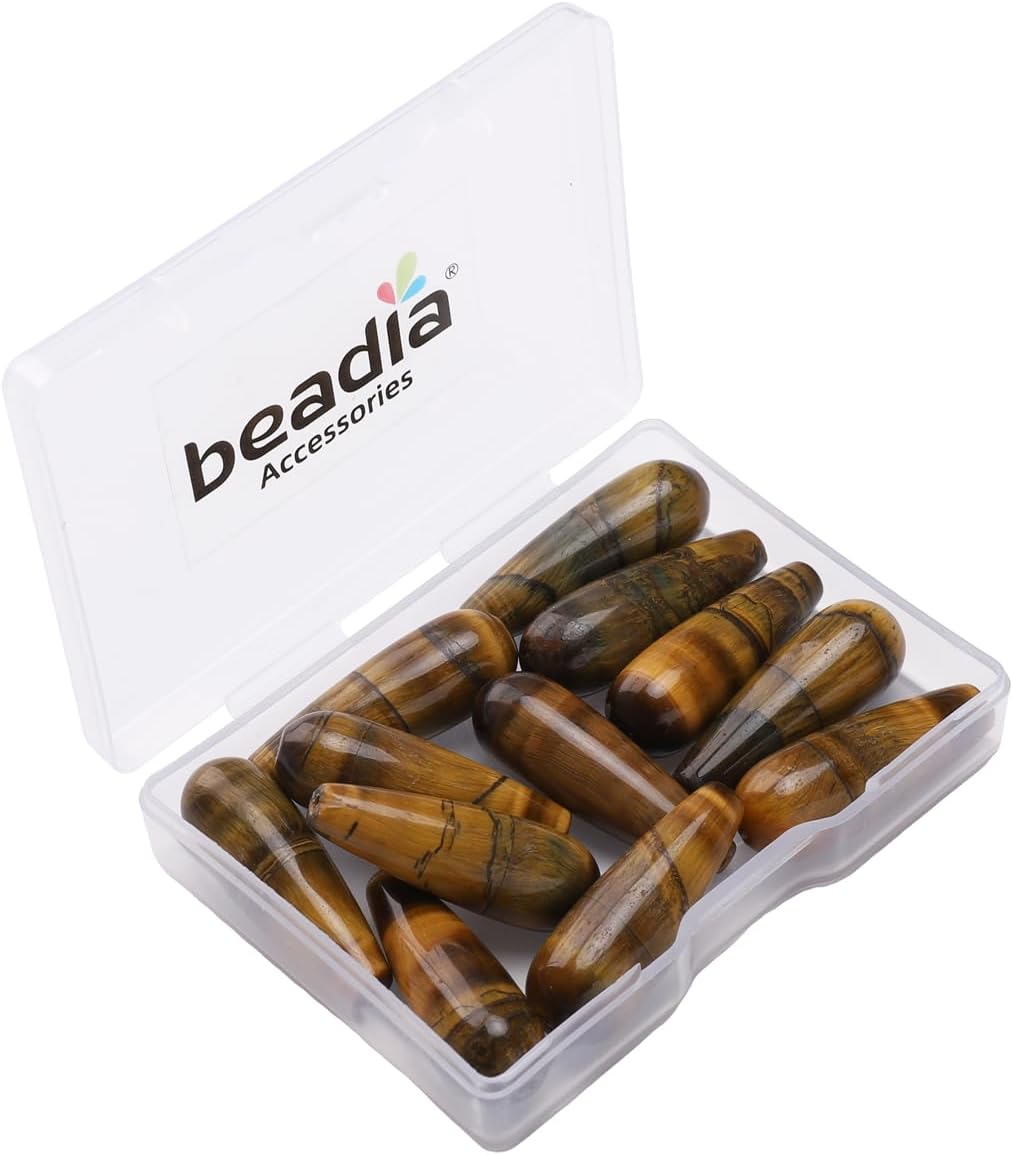 Natural Yellow Tiger Eye Teardrop Stone Beads 10x30mm 12pcs Dangle Earring Charm for DIY Jewelry Making