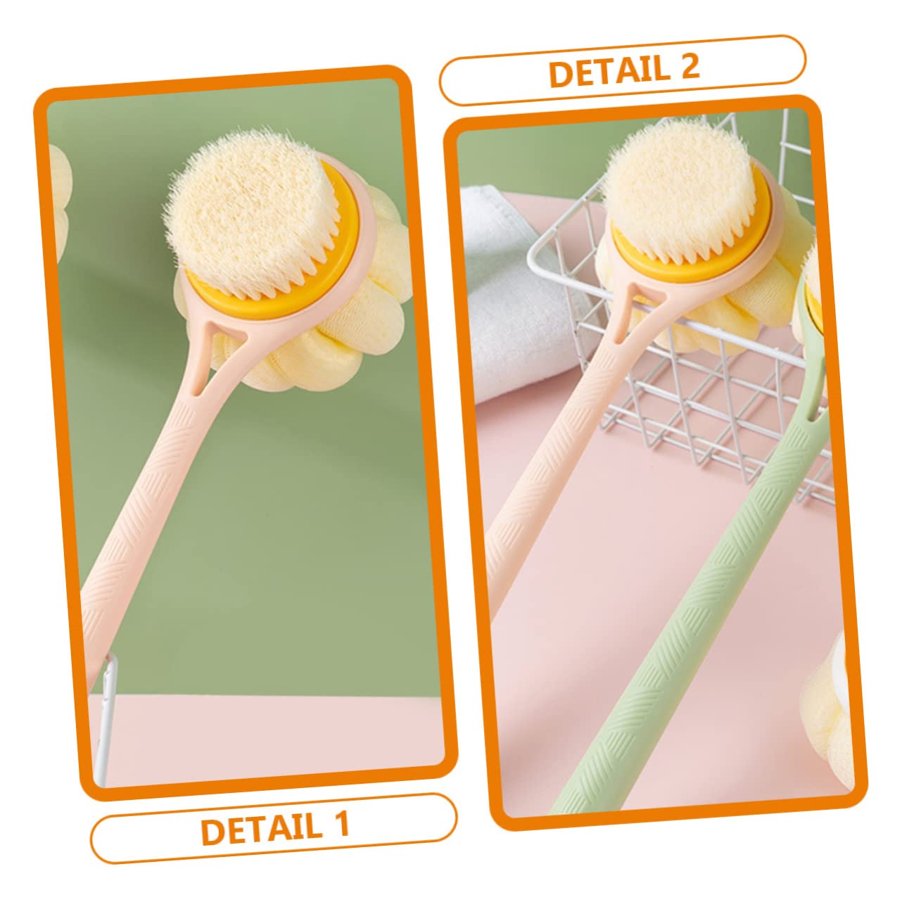 Healeved 2stücke Badebürste Mit Langem Griff Doppelseitige Rückenreinigungsbürste Ergonomisches Design Sanfte Massage Für Körperpflege Und Hygiene Für Senioren Hauttypen
