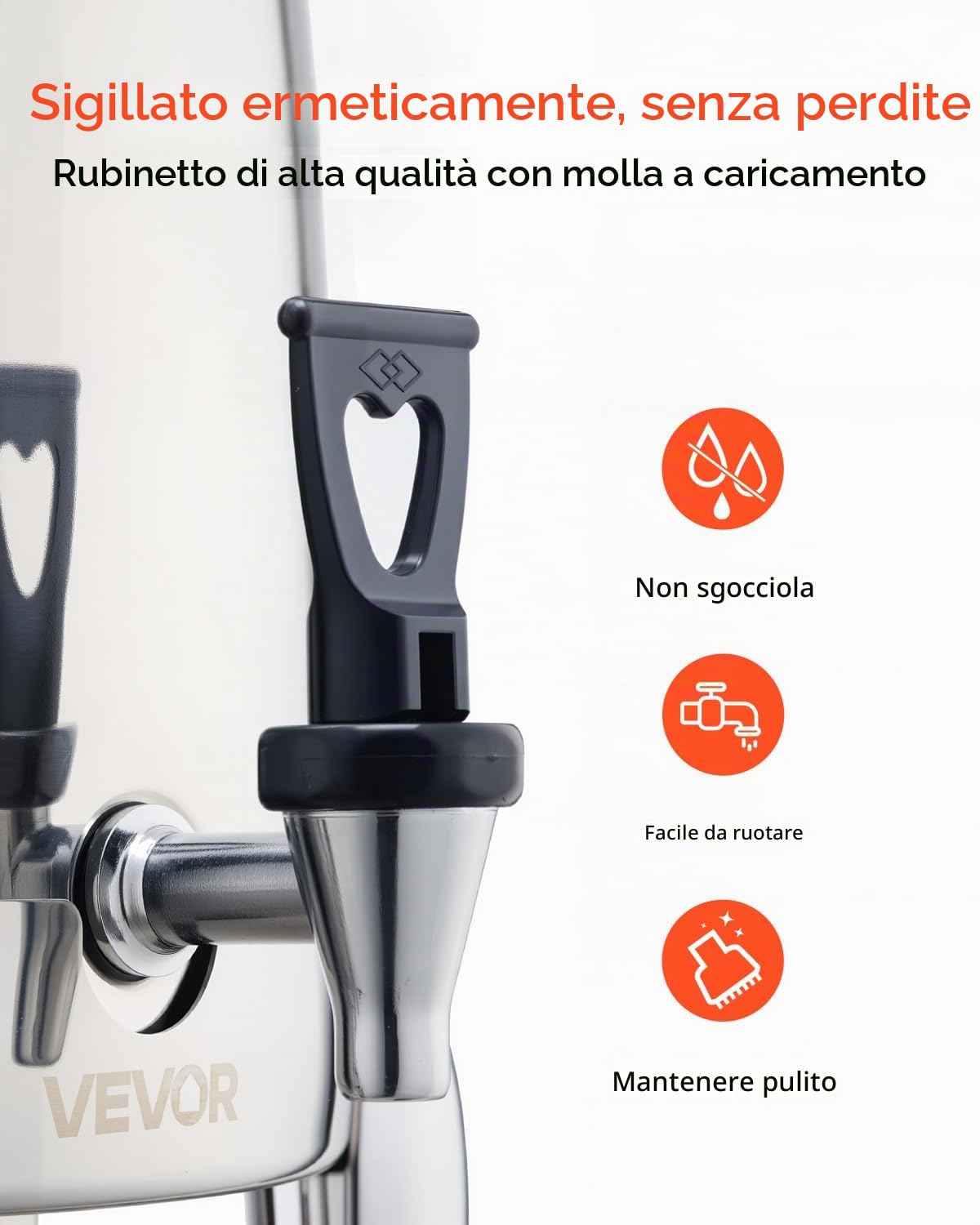 VEVOR Distributore di Bevande, 12 L per Feste, Contenitore di Succhi in Acciaio Inox con Bruciatore ad Alcol, Bevande Calde e Fredde con Rubinetto per Caffè, Tè, Acqua Calda, per Ristoranti Hotel