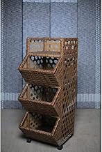 ترولى تربو راتان على حامل خشب متعدد الألوان