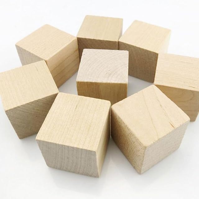 NAMVO 12PCS Wooden Cubes - 40mm- Wood Square Blocks for Puzzle Making, Crafts & DIY Projects