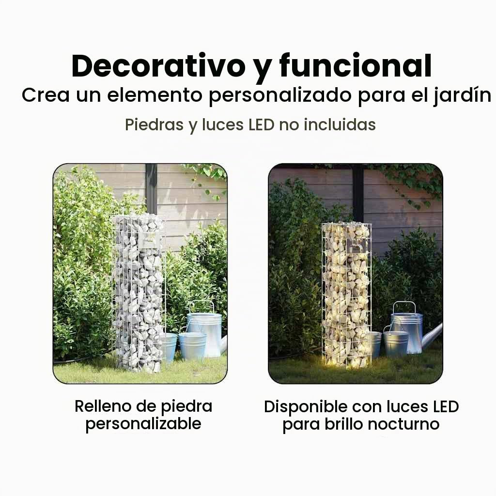 vidaXL Grifo de Gabión Plateado 25 x 25 x 100 cm Acero Inoxidable, Grifo Rectangular, Moderno, Duradero, Conector Resistente a la Intemperie, Salida Minimalista, Plata para jardín