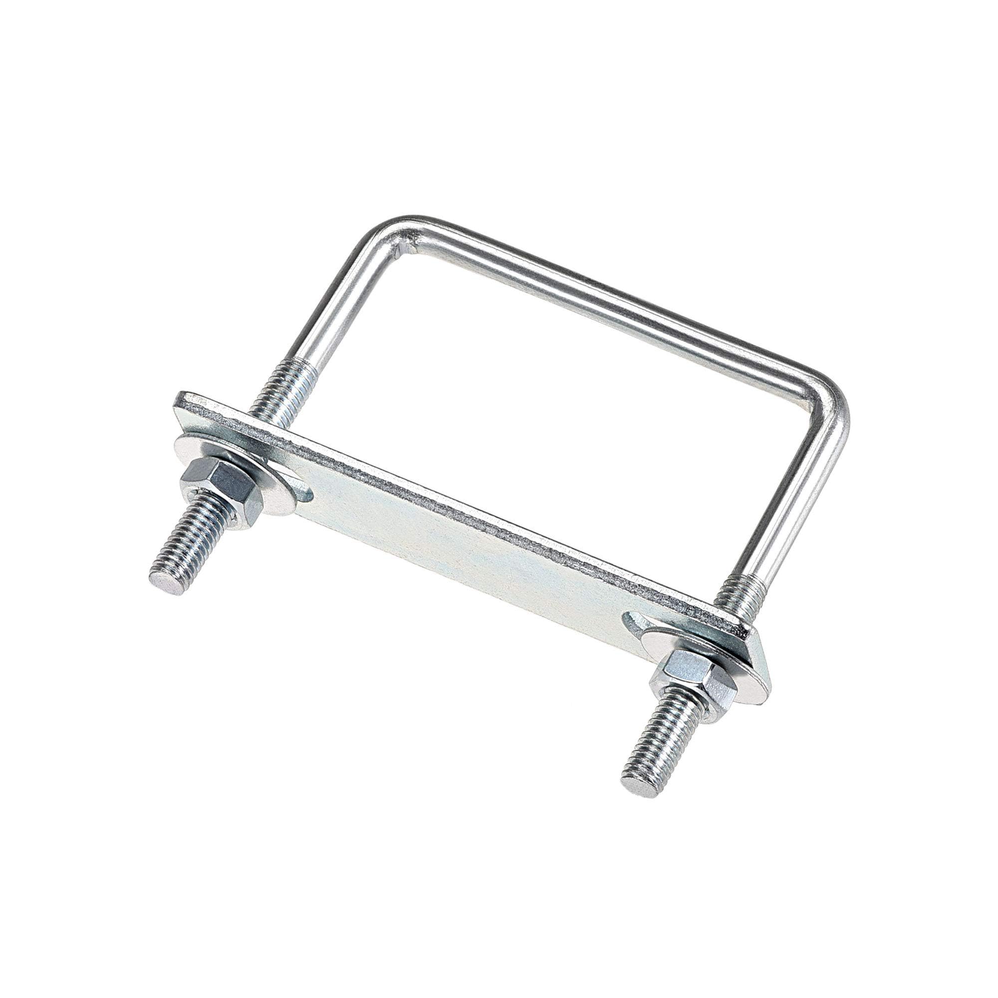 Unifizz Square U-Bolt,4 Set Carton Steel M6 U Bolts 60mm(2-3/8") Inner Width 65mm Length with Nuts and Frame Plate for Automobiles Boat Trailer