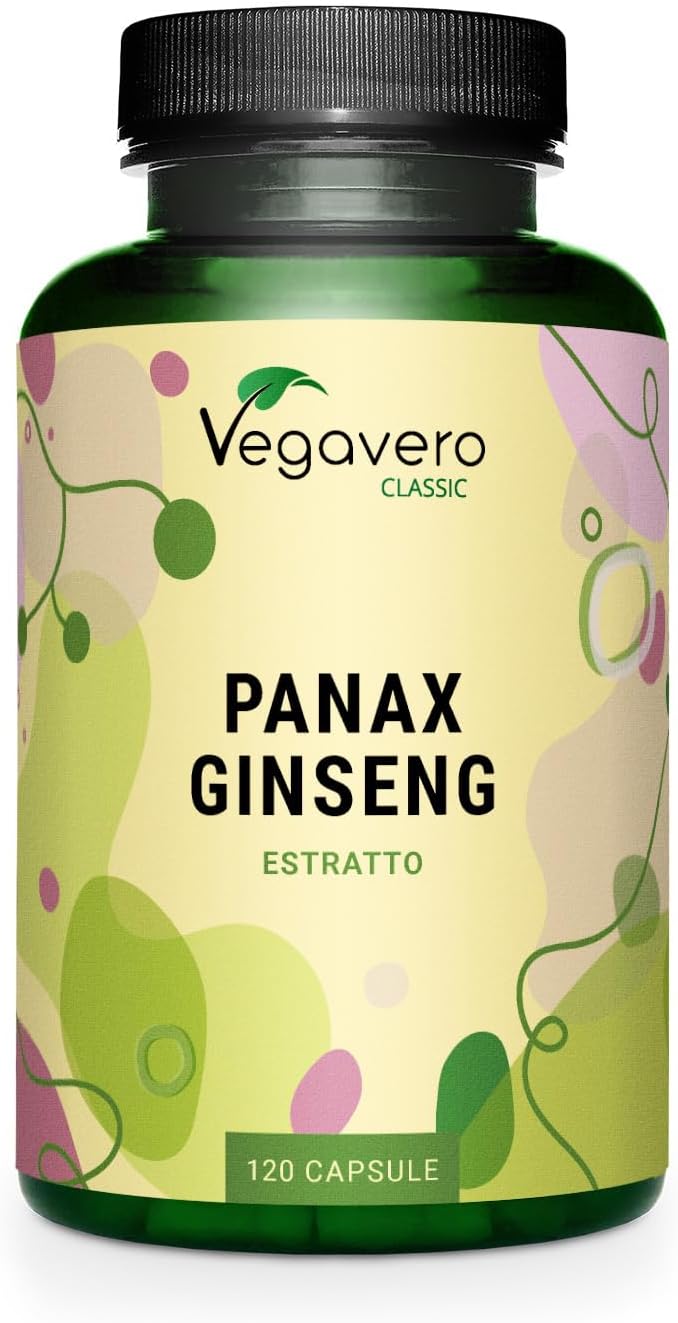 PANAX GINSENG Vegavero® | 4800 mg | Rosso e Coreano | con 120 mg di Ginsenosidi | Contro Stanchezza Fisica e Mentale | 120 capsule | Vegan - Amazon product rated Grade A
