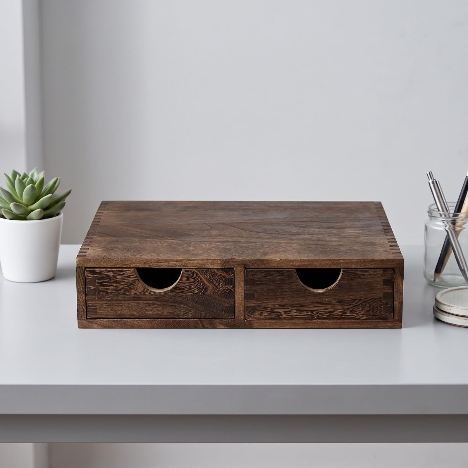 Organiteur Capsules Café Compact | Supérieure Large, Boîte Rangement En Bois Tiroirs, Bas, Organiseur Bureau Tiroirs, pr Cuisine, Bois Foncé