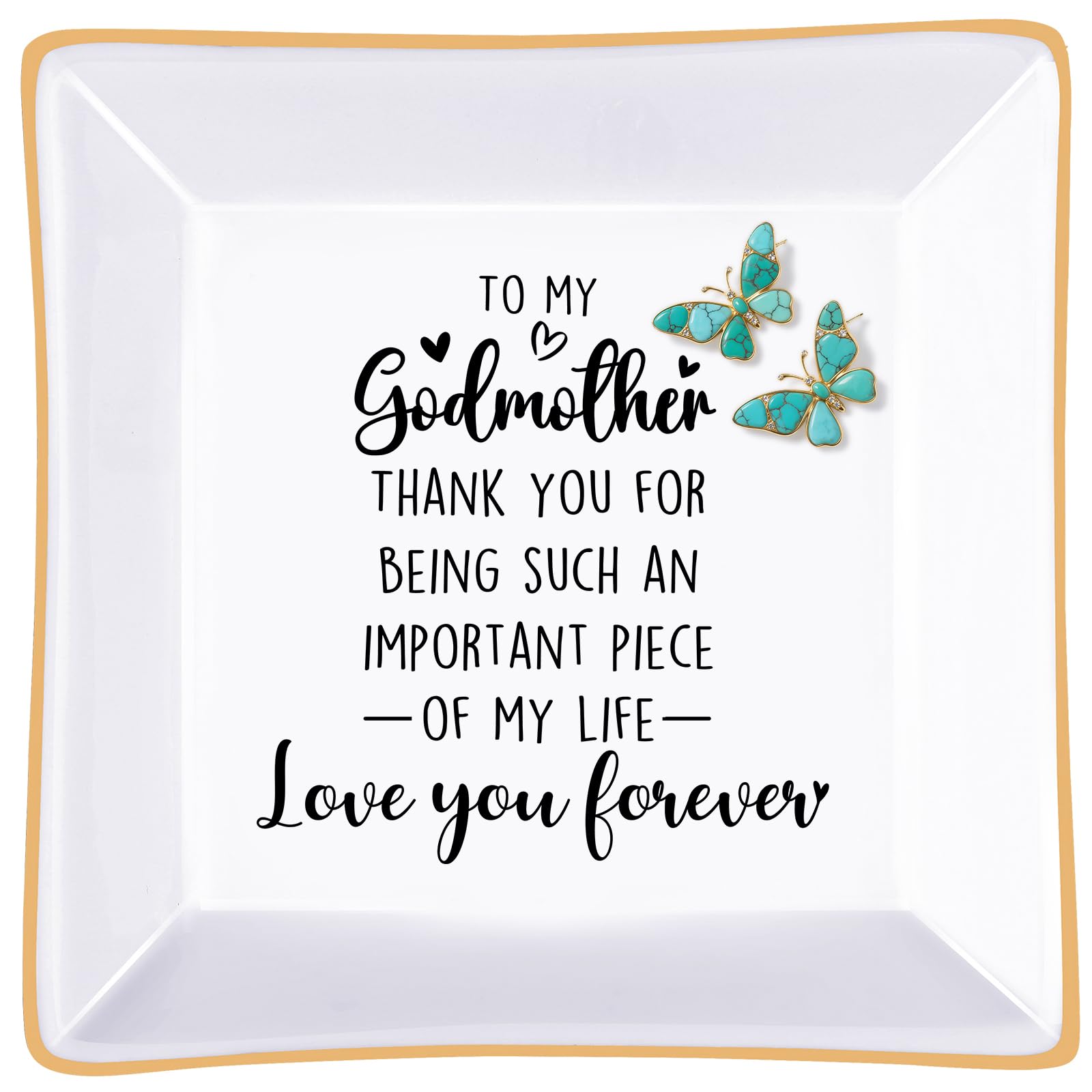 PUDDING CABIN Gifts for Godmother Jewelry Dish Trinket Tray, Godmother Gifts from Godchild Birthday Christmas Mothers Day