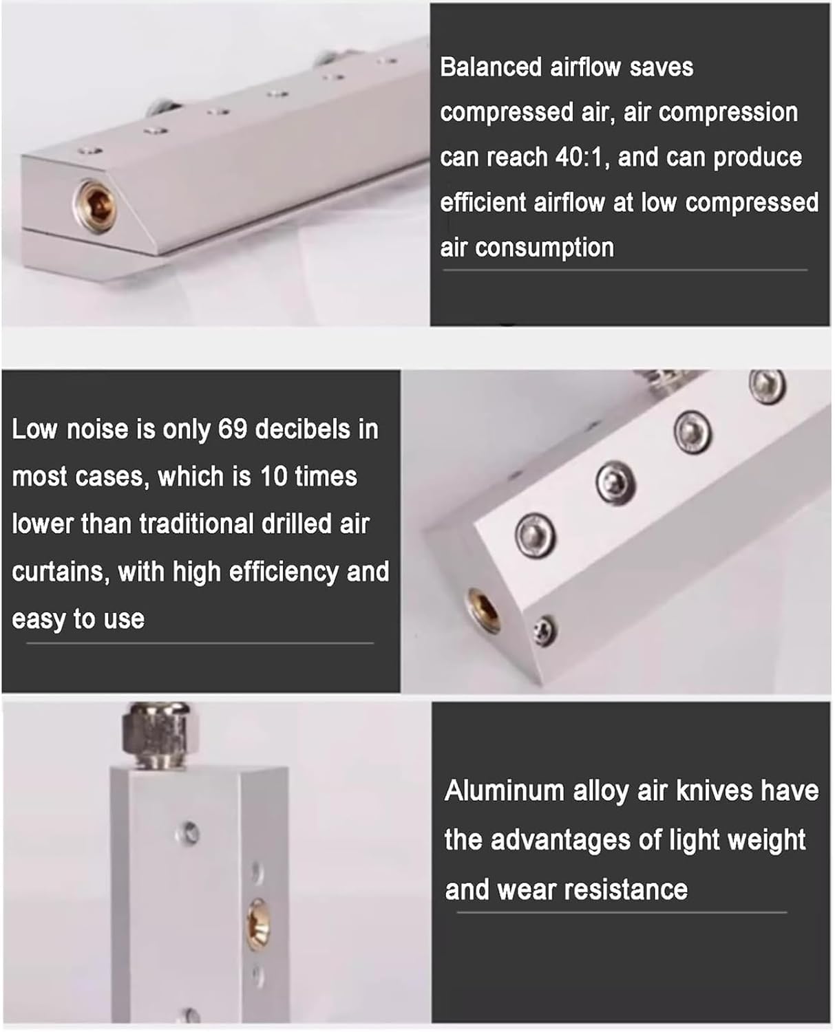 Soffiatore a lama d'aria per soffiaggio di polvere, lama d'aria industriale con interfaccia filettata da 1/4", compatibile con compressori d'aria per linee di produzione